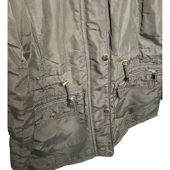 Greenlander Jacket Quilted Full Zip Snap Up Drawstring Green Coat Size Large - Picture 2 of 9
